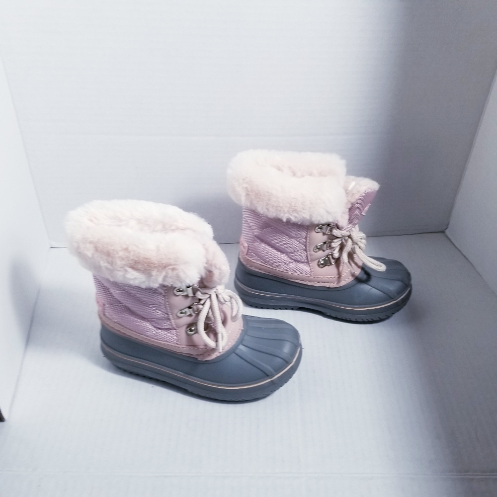 LONDON FOG LITTLE GIRLS PINK AND GRAY WINTER BOOT SIZE 9